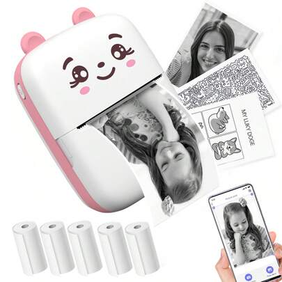 迷你便携式打印机、迷你热敏打印机、迷你袖珍打印机、迷你袖珍打印机、打印纸、迷你照片打印机、无线智能手机无墨打印机，用于自制贺卡学习标签清单