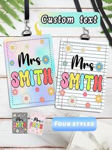 1 pieza Portaidentificación de cuero personalizado para maestros, regalo para maestros, regalo de aprecio a maestros, regalo de regreso a clases, portaidentificación personalizado con tema de útiles escolares, regalo de útiles escolares para maestros, impresión gráfica, suministros de regalo de Navidad, regalo de la semana de aprecio a maestros - Multicolor - Ver 3