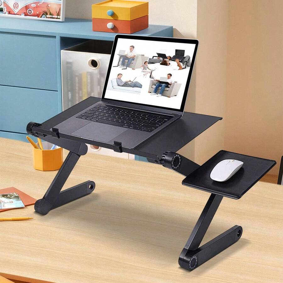 Laptop Stand, Height-Adjustable Folding Laptop Table, Laptop Stand, Laptop Stand With Mouse Tray, Suitable For Bed And Sofa - Black Style1 - View 1