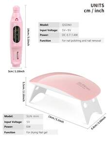 LULAA 17合1美甲套装，多用途美甲延长套装，凝胶美甲套装包含卸甲工具、抛光机、UV美甲灯、延长胶、底胶、封层、美甲模具、美甲笔、指甲夹和指甲锉。 - 彩色 - 查看 11