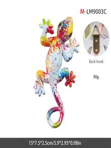 1pc Creative Handmade Gecko Decor Accessory Wall Hanging, Resin Ornament Reptile Water Transfer Gecko Wall Decor (Please Read The Tips Before Purchasing), Miniature Landscape Ornament, Tiny Fairy Christmas Craft - Multicolor - View 7
