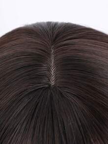 Perruque synthétique résistante à la chaleur de 14 pouces pour femmes, cheveux droits de longueur moyenne avec frange et reflets bleus. Convient pour diverses occasions, notamment les fêtes, les vacances, les festivals et le cosplay. Facile à utiliser pour les débutants.