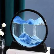 2025 New 1-Piece 3D Deep Sea Landscape Mobile Sand Painting - Flowing Blue Waves, Circular/Rectangular Frame, Plastic Desktop Decoration, Suitable For Home And Office Use, Relaxing Christmas Gift With Multiple Color Options - 紫色 - 查看 8