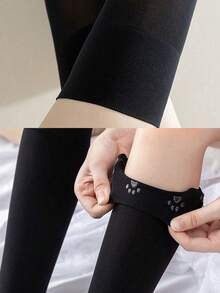 1 Đôi tất cao đến đùi, tất nhung chống trượt bằng silicon, tất dài màu đen ôm sát, phong cách JK, tất ấm áp - màu đen - Xem 4