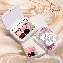 MEET ACROSS 9 Colors Pat Painting Gel Nail Polish, Pink Red Patting Glue Smudge Canned High Saturation Popular Semi-Solid Nail Polish Glue Nail Salon Special Manicure Nail Supplies Halloween Nails - Nhiều màu - Xem 5