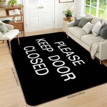 1Pc Black Door Mat With Interesting Letters Print Pattern, Classic Rectangle Quick-Drying Absorbent Polyester Carpet, Suitable For Indoor Outdoor Home Bedroom Bathroom Kitchen And Dining Room Decoration, Four Season Used Good For Gifts Party Supply Festival Holiday Courtyard Decor