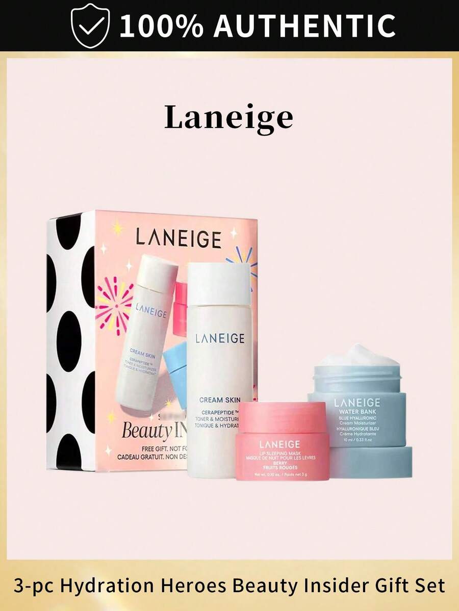 Laneige 3-Pc Hydration Heroes Beauty Insider Gift Set-Cream Skin Toner Lip Sleeping Mask & Water Bank - Hồng - Xem 1