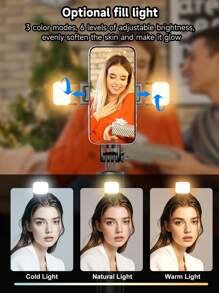 AXNEN 68.89 英寸便携式自拍杆，自动弹出式稳定三脚架，带手机支架，360°旋转，可拆卸手机支架，多功能可伸缩手机三脚架，带磁吸遥控快门，兼容智能手机/相机/GoPro