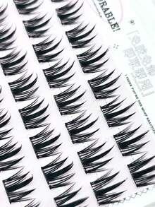 90 件大容量无胶大脸猫假睫毛，自然逼真浓密单簇分段卡通睫毛，适合初学者和日常使用，C 卷睫毛睫毛簇，睫毛簇，单根睫毛，睫毛，假睫毛 - C - 查看 9