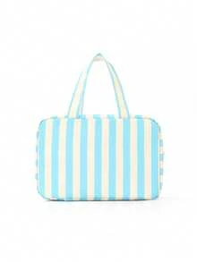 1 Piece Solid Color Striped Large Capacity Multifunctional Toiletry Bag Portable Hook Cosmetic Bag Travel Cosmetic Storage Bag Foldable Storage Makeup Tools Simple Style Cosmetic Bag Suitable For College Dormitories, Vacations, Back To School, Bathrooms, Men And Women Holiday Gifts Travel Essentials Bag For School Supplies Wash Bag Waterproof Toiletry Bag Makeup Bag Cruise Essentials Toiletry Bag For Women For Travel For Bathroom For Women