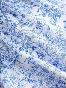 Girl's Floral Bow Skirt Casual Wrap Tie Side Ruffle Summer Short Skirts - 藍色 - 查看 4