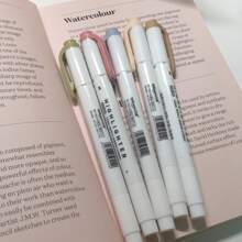 1set/5pcs Double-Head Dual-Use Highlighter Pen Back To School Dual Tip Mild Color Highlighter Fluorescent Marker Pen For Coloring Underlining Highlighting Broad And Fine Tips - Set (5 Pieces) - View 7