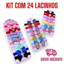 Kit 24 Faixas Laço para Bebê | Tiaras Confortáveis RN Menina | Acessório Infantil - several - Visão 2