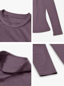 NcmRyu 1套女士弹力提拉塑身性感长袖和长裤运动服 - 紫色 - 查看 5