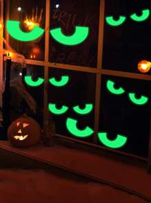 8 对夜光万圣节眼睛窗贴可移除夜光荧光窗贴万圣节墙贴适用于万圣节楼梯贴纸家居墙壁窗户装饰 - 彩色 - 查看 7