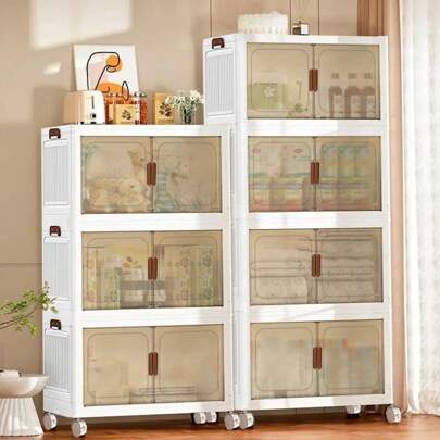 3layers Double Door Folding Storage Box, Large Capacity Household Storage Container For Bedroom, Living Room And Wardrobe, Dust Storage Box, Perfect For Toys, Books, Snacks And Tissues, Easy To Install.