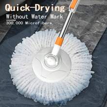 Spin Mop Bucket With Wringer System Extended Mop Handle 61"Mop And Bucket For Floors Cleaning With 5 Replacement Head Refill 1 Cleaning Brush Head