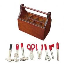 1 件复古风格微型梳妆台珠宝盒，人造木棕色小雕像收纳盒，带多个隔层，可收藏小雕像，娃娃屋配件，非常适合房间派对装饰以及万圣节和圣诞节礼物 - 彩色 - 查看 15