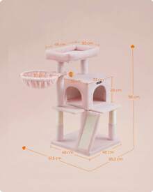 Feandrea Cat Tree, Cat Tower, Widened Perch For Large Cats, Jelly Pink - Pink - View 6