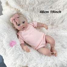 全乙烯基材质，48厘米逼真重生娃娃，19英寸柔软乙烯基材质，手工制作，新生儿造型，适合3岁以上儿童，生日礼物/圣诞礼物。