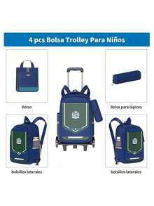 MOLOLAN Backpacks - Dark Blue With Green - View 9