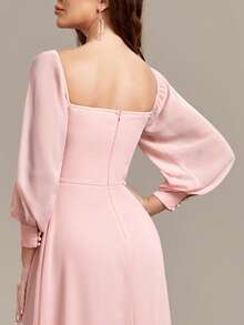 Women's Off Shoulder High Slit Thighs Chiffon A-Line Bridesmaid Dresses,Prom Gown, Wedding Guest Dress For Wedding, For Graduation, Dinner