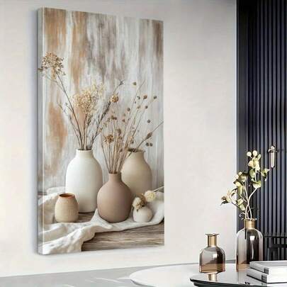 1 pieza Arte de pared grande con textura natural - Impresión en lienzo moderno con diseño de puerta de madera, decoración beige y blanca para sala de estar, dormitorio u oficina en casa, regalo perfecto para amigos, sin marco 50x100cm/19.68x39.37 pulgadas