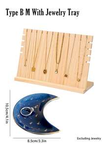 1pc Wooden Jewelry Display Stand Holder For Necklaces, Bracelets, Pendants, Jewelry Storage Organizer, Display Prop Summer Necessity For Women Storage Organizer Gift Travel Back To School - Yellow - View 14