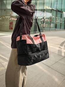 新款大容量多功能旅行包，牛纹，斑马纹，字母，豹纹，男女通用，学生，时尚休闲包，情侣旅行包，情人节礼物，防水面料，旅行背包，夏季，随身行李包，过夜包，行李袋，干湿分离，耐用，带鞋隔层，易于折叠，可扩展，多功能，拉链，商务旅行，旅行度假，背包，返校，行李袋 - 查看 4