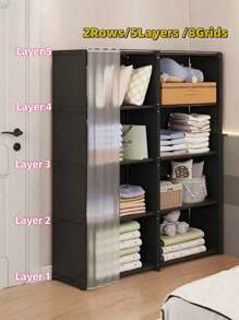 1个便携式立方体衣柜收纳架，多功能储物架带帘子，31.5英寸 x 15.7英寸立式书架，可作衣橱、鞋架，适用于卧室、客厅、厨房、办公室等家居装饰，是节日/情人节的理想礼物。 - B - 查看 10