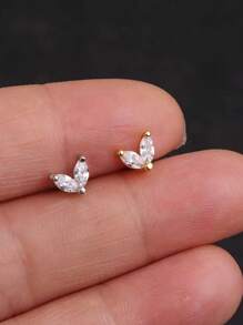 1 pieza de arete popular de doble hélice del cartílago de la corona de Circonita cúbica de acero inoxidable 316L, joyería de moda de mujer