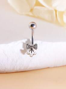 1 pieza Anillo de Ombligo con Forma de Corazón de Circonita Cúbica, Joyería de Piercing Corporal para el Día de San Valentín