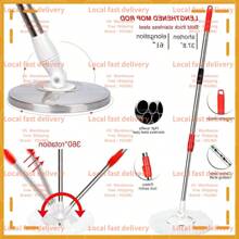 Local Devery-Mop Replace Heads, Mop Handle And Mop Base Replacements, Spin Mop Bucket System With 3 Microfiber Mop Head Refills, 3-Section Stainless Steel Adjustable Handle 36-61in