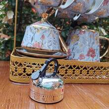 1pc/2pcs/9pcs Silver Mini Teapot Shaped Mechanical Timer, Cute & Compact Design, Free Time Setting, Loud Alarm, No Battery Needed, Suitable For Kitchen, Bedroom, Study, Workout, Etc.