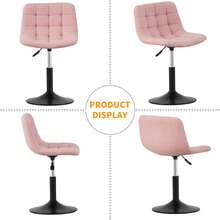 Mcc Direct Soft Fabric Dressing Table Chair, Height Adjustable Swivel Desk Home Office Chair With Footrest And Metal Base For Bedroom Vanity & Office - Drake - Pink - View 5