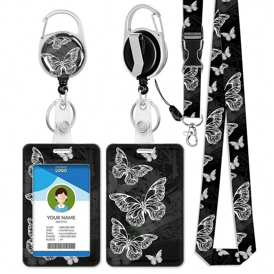 Funny Positive Work ID Badge Holder With Lanyard And Retractable Clip Cute Flowers Breakaway Lanyard For Name Badge Holder For Teacher Nurse Doctor School Student Office Gift-624199