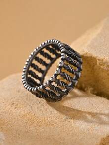 1 pieza Anillo de acero inoxidable gótico para hombres, diseño de eslabones de huesos esqueléticos, ideal para estilo rock y callejero - anillo - Ver 2