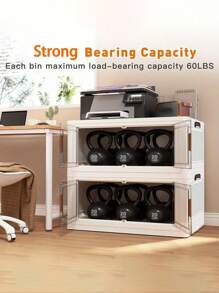 5layers  Plastic Storage Box Organizer, Stackable Storage Box, Covered Storage Box, Storage Container Organizer For Kitchen, Bedroom, Living Room, Study, Office, Foldable Storage Box, Space Saving, Practical Storage Cabinet - White - View 5