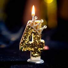 1 套 0-9 金色水钻皇冠装饰数字生日蜡烛，DIY 手工生日蛋糕装饰，派对氛围用品，浪漫派对用品，生日蜡烛，适用于生日派对、毕业派对、主题派对 - 金色皇冠 - 查看 14