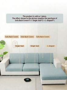 1pc Solid Color Silky Elastic Sofa Cushion Cover, Modern Minimalist Design, Suitable For All Seasons - Light Grey - View 8