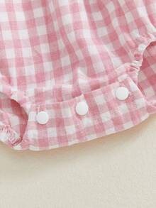 Baby Girls Romper, Long Sleeve Doll Collar Plaid Embroidery Pumpkin Bodysuit Newborn Halloween Costume