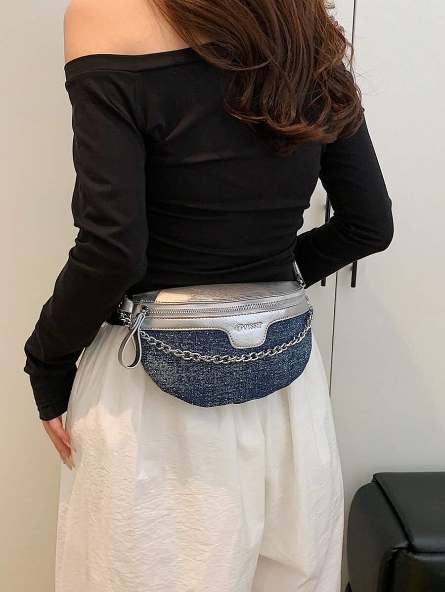 男女通用链条腰包多功能胸包运动单肩斜挎包