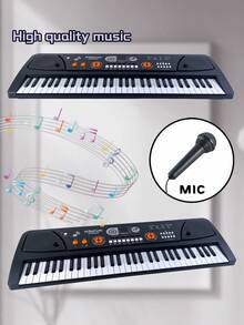 61-Key Portable Electronic Keyboard With Microphone & USB Cable – Built-In Songs, Adjustable Volume, Ideal For Beginners & Music Enthusiasts, No Batteries Included