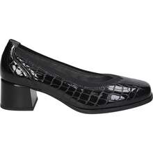 PITILLOS | Damen Pitillos High Heel Schuh - Schwarzer Leder Loafer - Lackleder - Slip-On - Leder - Bequemer mittlerer Absatz - Elegant - Hochwertig - Kombinierbar - Modell 10820 - Schwarz - Übersicht 1