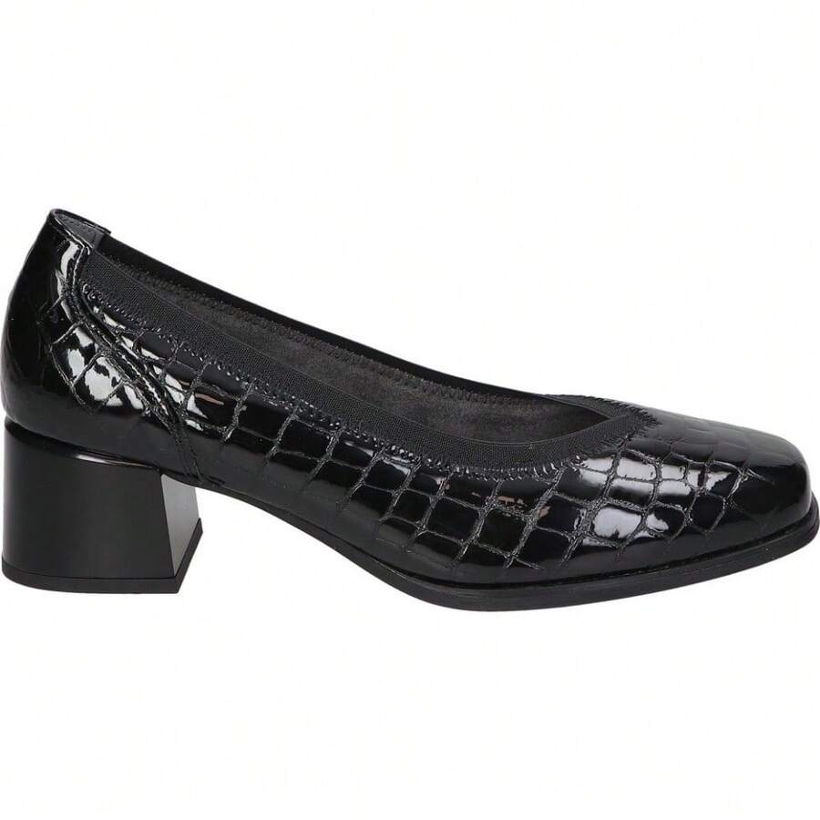 PITILLOS | Damen Pitillos High Heel Schuh - Schwarzer Leder Loafer - Lackleder - Slip-On - Leder - Bequemer mittlerer Absatz - Elegant - Hochwertig - Kombinierbar - Modell 10820 - Schwarz - Übersicht 1