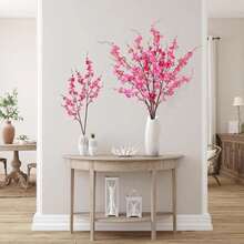 Artificial Cherry Blossom Flowers 4 Pcs Faux Cherry Blossom Stems Faux Silk Cherry Blossom Branches 41'' Fake Flowers Long Stems For Vase Arrangements Home Wedding Table Decor (Pink) KF - 玫瑰紅 - 查看 4