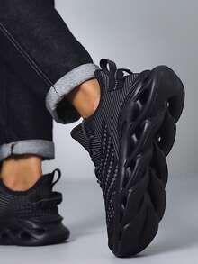 Casual Sports Mesh Shoes, Campus Style Sports Shoes, Lightweight Breathable Comfortable, Unisex, Outdoor Sports Running Shoes, Hiking Shoes - Black - View 7