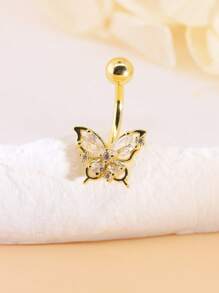 1個蝴蝶金肚臍環肚臍釘,身體穿刺珠寶