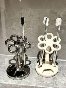 Juego de organizador de baño de cerámica - Soporte decorativo para cepillos de dientes y maquillaje con 6 ranuras para lápices de cejas, lápices labiales y cosméticos - Estante de almacenamiento compacto para el tocador, artículos esenciales para dormitorio y útiles escolares