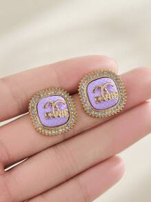 1pc Fashionable Rhinestone Letter Earrings, Luxury Elegant Personalized Earrings, New Style 2024 Popular - Small Fragrant Earrings - View 10